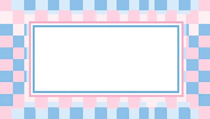 Pastel-toned checkered background with a white rectangle frame