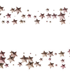 Beautiful rose gold stars scattered on a white background. Perfect for festive designs.