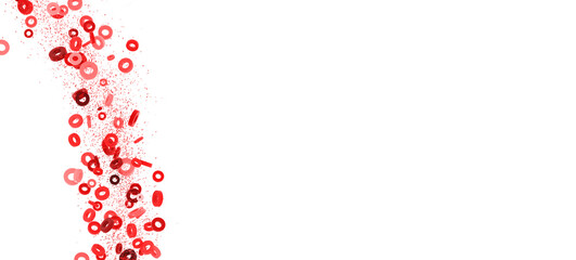 Abstract red circle confetti on white. Perfect for celebratory backgrounds, banners, and presentations.