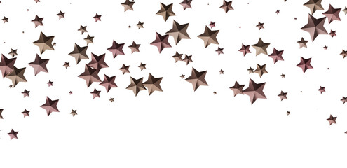 Beautiful image of rose gold stars falling on a white background. Perfect for holidays or celebrations.