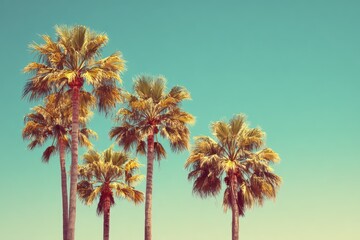 Obraz premium Four palm trees against a pastel sky