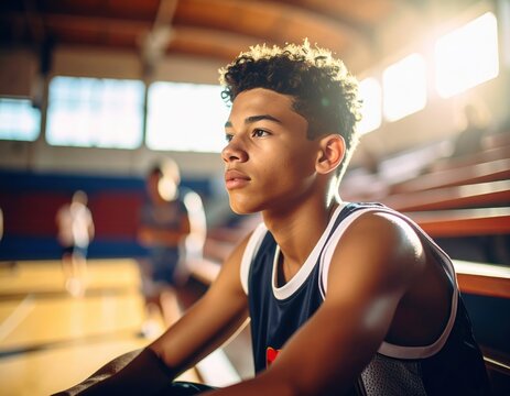 Pensive Boy Holding Basketball