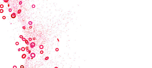 Abstract background with pink circles and confetti. Perfect for celebratory designs and presentations.