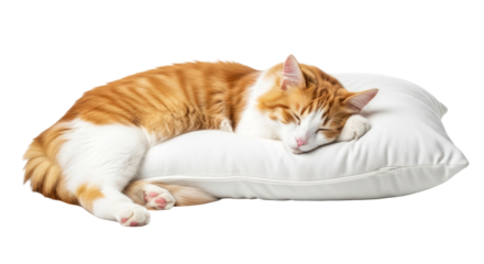 peaceful ginger cat napping on soft white pillow perfect for pet sleep or comfort themes