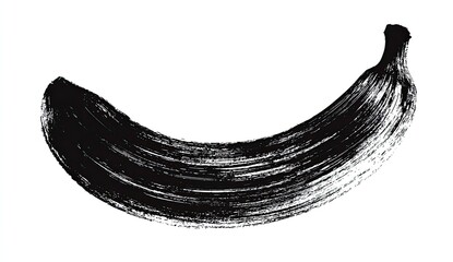 Bold black and white banana, brushstroke texture