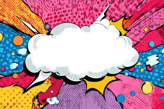 Vibrant comic book style background with speech bubble (1)