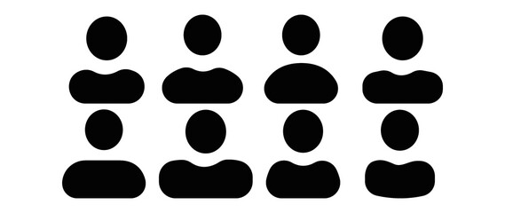 Flat illustration. Eight black cradle icons. Avatar, user profile, person icon, profile picture. Suitable for social media profiles, icons, screensavers and as a template.