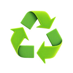 Obraz premium Green recycle symbol with arrows isolated on transparent background