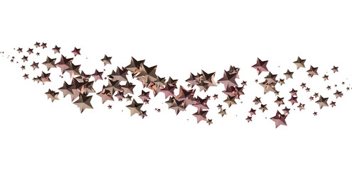 Beautiful rose gold stars scattered on white background. Perfect for festive designs.
