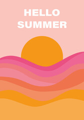 Flat illustration. Recreation and summer vacation concept. Great summer poster with lettering. Perfect for a summer sale post or banner.