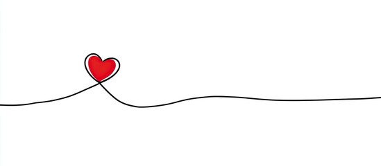 Simple red heart connected by a single black line