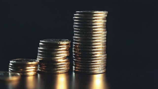 Stacks of coins representing increasing profit and investment growth