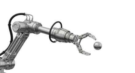 robotic arm precisely handling small metal sphere automation solution