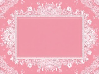 Pink background with intricate white lace border