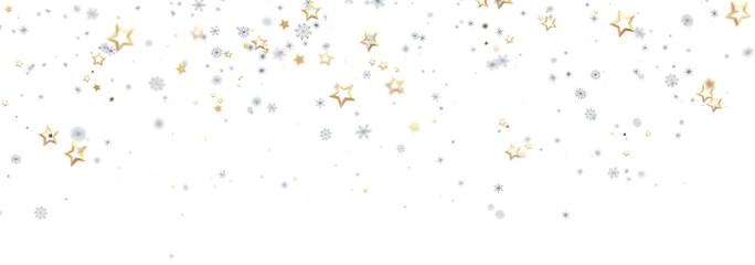 Sparkling stars falling on white. Perfect for holidays, celebrations, and winter themes.