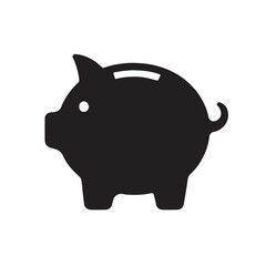 Simple black silhouette of piggy bank
