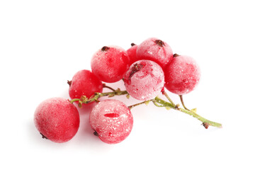 Red frozen currant berries isolated on white