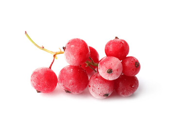 Red frozen currant berries isolated on white
