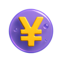 Obraz premium Golden yen symbol on purple orb isolated on transparent background