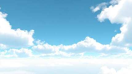 Obraz premium Tranquil and Open Landscape with Clear Blue Sky and Varied White Clouds, Conveying a Sense of Contentment
