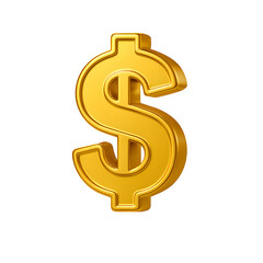 Obraz premium Golden dollar sign currency symbol isolated on transparent background