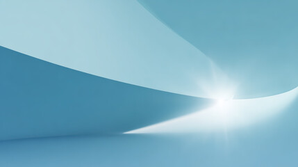 Minimalist Light Blue Background with Smooth Curves and Gradual Color Blocks, Conveying a Calm and Harmonious Atmosphere