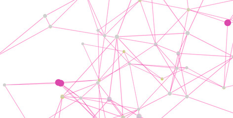 Obraz premium Stock photo of abstract network connection with pink lines and dots. Ideal for technology, communication, and social media.