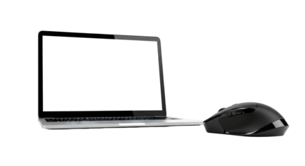 sleek laptop and wireless mouse modern workspace productivity solution