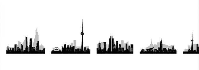 Naklejka premium Silhouette cityscapes