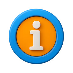3d blue and orange information icon isolated on transparent background