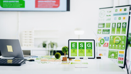 Sustainable ESG Business Strategy Office Environment Green Initiatives Carbon Reduction Framework Responsible Investment Planning