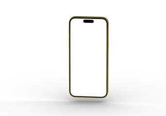 High-quality image of a gold smartphone with a blank screen, perfect for app presentations or website mockups. Download now!