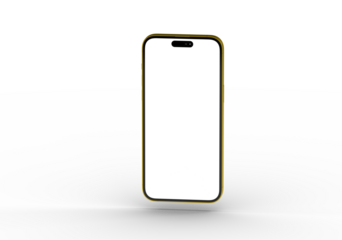 High-quality image of a gold smartphone with a blank screen, perfect for app presentations or website mockups. Download now!