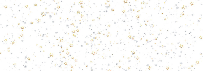 Sparkling festive background with gold and silver stars. Perfect for holidays or celebrations.