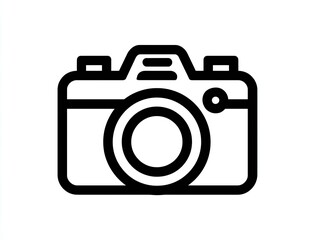 Simple, black outline of a digital camera