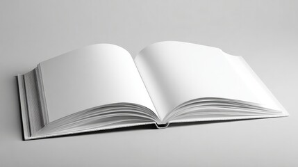 Obraz premium Open book with blank pages on a clean white background