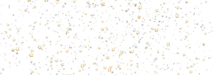 Sparkling festive background with gold and silver stars. Perfect for holidays, celebrations, and more.