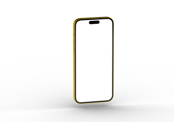 High-quality image of a gold smartphone with a blank screen, perfect for app presentations or website mockups. Download now!