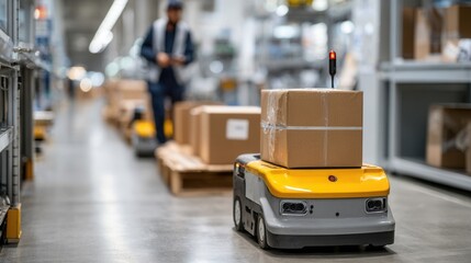Automated Robot Moving Package in Modern Warehouse Environment