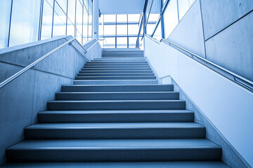 Obraz premium Ascending Concrete Steps: Modern Architecture Leading Towards Brightness and Light