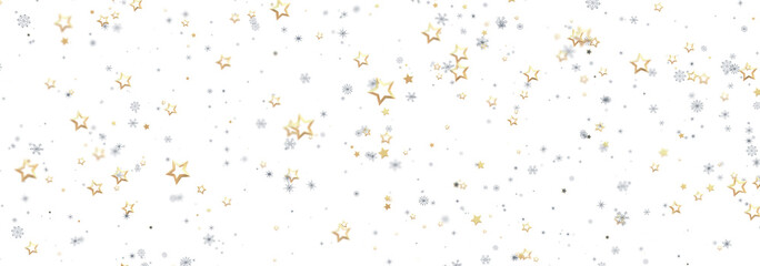Beautiful holiday background with gold and silver stars. Perfect for Christmas, New Year, or winter celebrations.