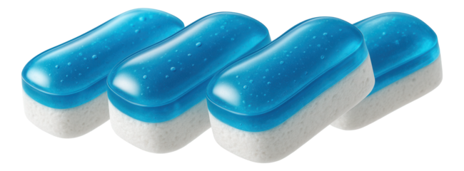 Dishwasher tablets with integrated rinse aid for a private house, providing a streak-free shine and preventing water spots on glassware.