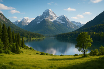 AI generated Lake in the mountains