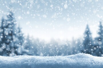 Winter wonderland scene. Snow falling on a snowy landscape