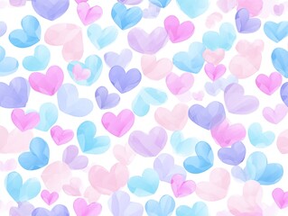 Delicate, pastel-colored hearts scattered across a white background.  Soft,  geometric shapes create a whimsical,  love-themed pattern