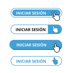 Blue and white iniciar sesión bar button on a white background (trad. login)