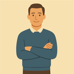 Illustration man with crossed arms vector minimalism Vector illustration minimalism