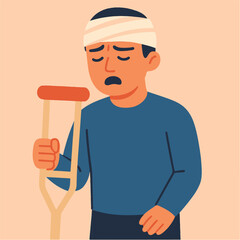 Illustration patient with bandage on head vector minimalism Vector illustration minimalism