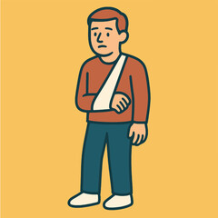 Illustration man with plaster on his arm vector minimalism Vector illustration minimalism