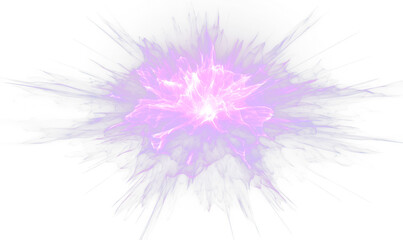 Fototapeta premium Purple Electric Energy Burst with Dynamic Light Overlay Effects Isolate on Transparent Background, cutout, png